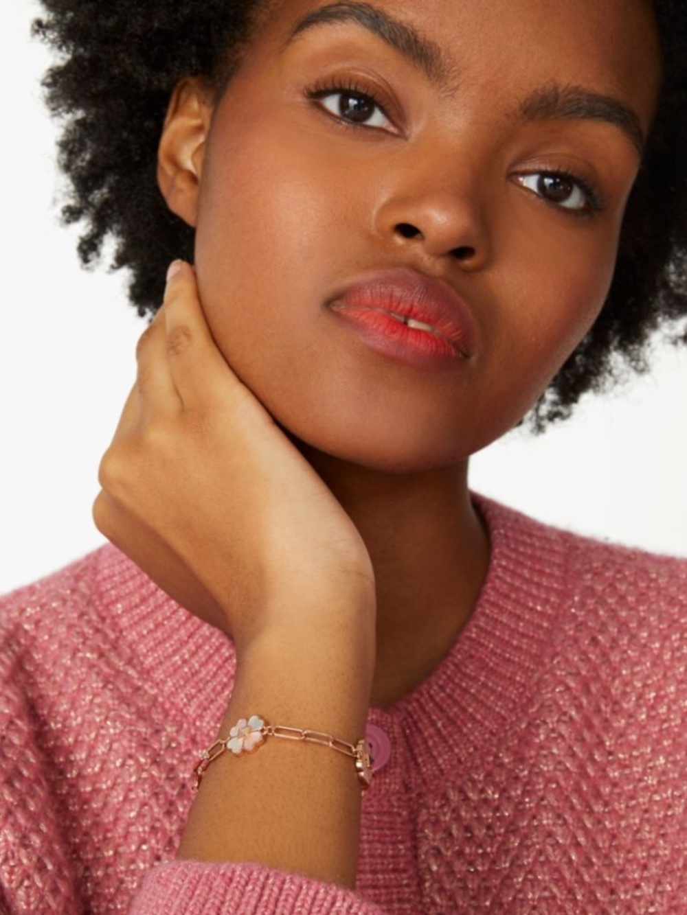 NWT Kate Spade Spades & Studs Chain Link Bracelet Rose Gold KE978 $129 - Picture 3 of 7
